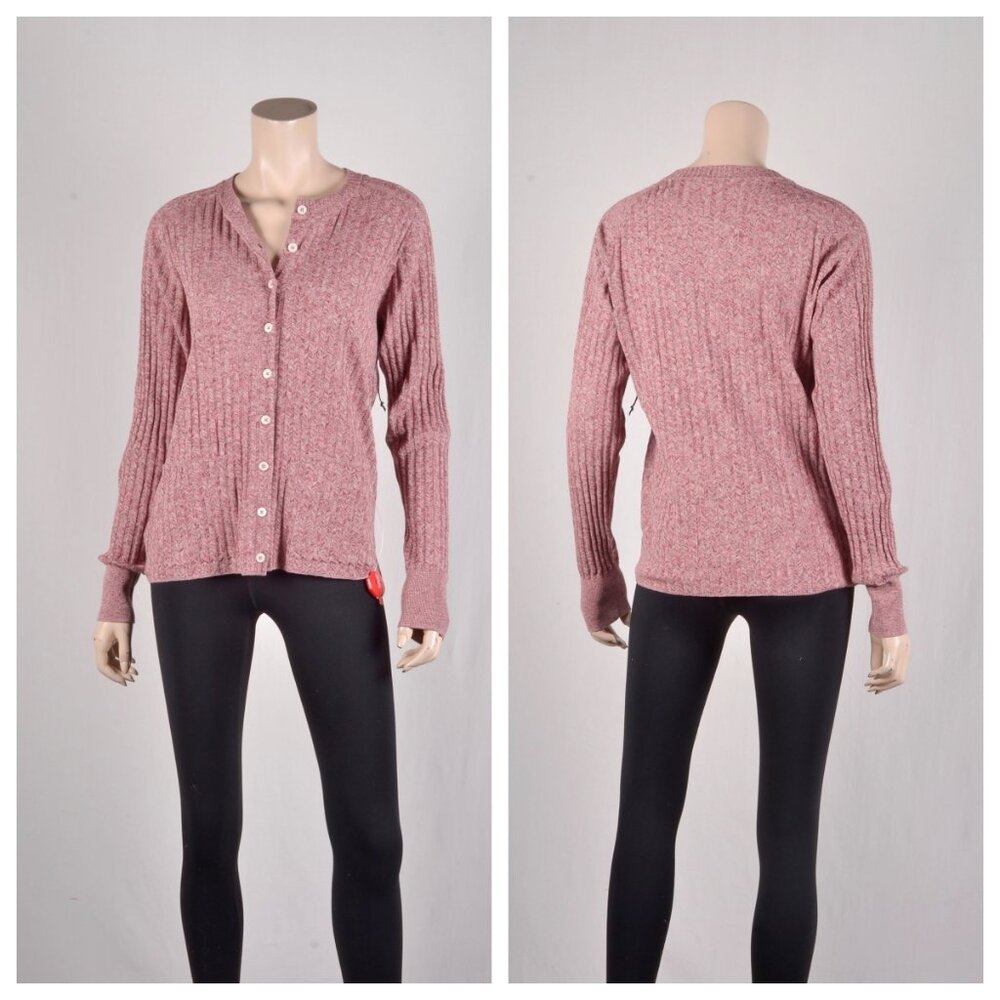 Re/Done Chevron Cotton Rib Cardigan